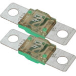 Two green 40 amp automotive bolt-on fuses