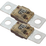 Two 70-amp automotive strip fuses with terminals