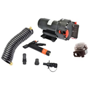 Electric diaphragm pump kit with hose and nozzle