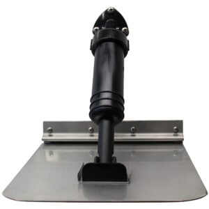 Black hydraulic door closer on metal plate