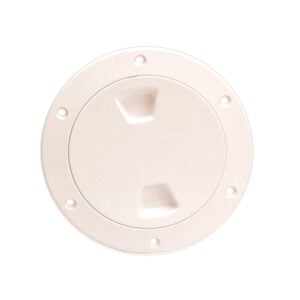 Round white plastic access hatch cover