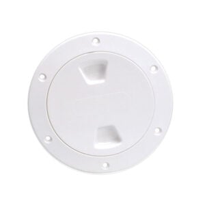 Round white plastic access hatch cover