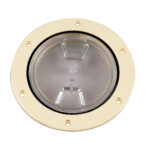 Round boat deck inspection hatch with clear lid
