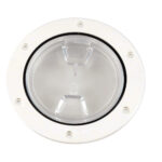 Round marine deck hatch with clear lid