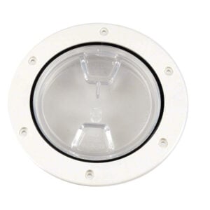 Round marine deck hatch with clear lid