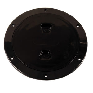 Black round deck plate with screw holes