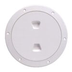 White round plastic access hatch with screw holes