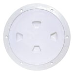 Round white plastic access hatch cover