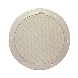 Round beige plastic access hatch cover