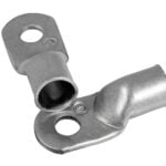 Two metal cable lug ring terminals