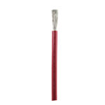 Red insulated electrical wire with exposed strands