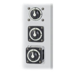 Three industrial rotary power switches on panel