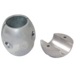 Aluminum pipe fitting connector shown in two pieces.