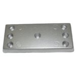 Rectangular metal plate with six holes