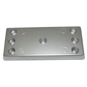 Rectangular metal plate with six holes