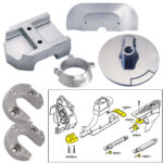 Boat engine part set with schematic diagram