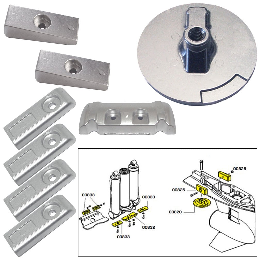 Boat motor anode kit with diagram