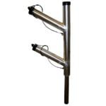 Stainless steel dual fishing rod holder.