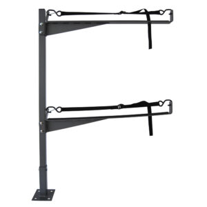 Wall-mounted kayak storage rack with straps