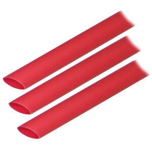 Three red heat shrink tubes on white background