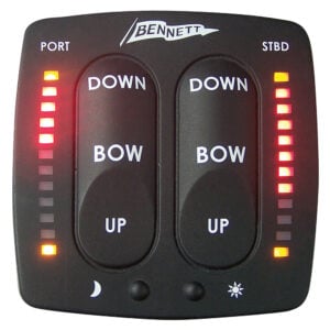 Bennett boat trim tab control panel with LED indicators
