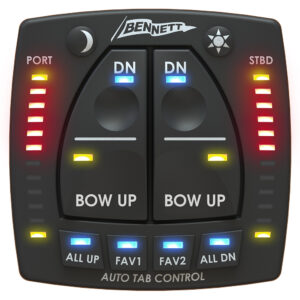 Bennett marine auto tab control panel with LED indicators