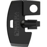 Black metal mounting bracket with hinge and hole