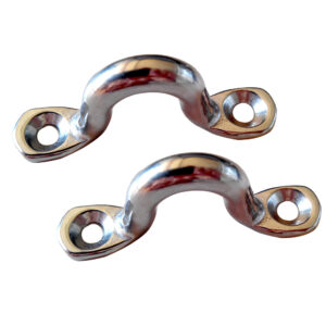 Two stainless steel boat strap loops.