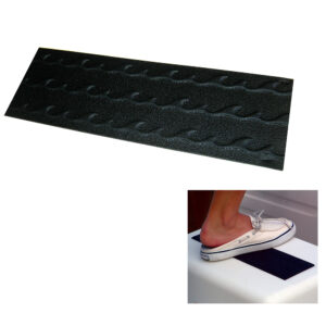 Anti-slip bath mat with foot stepping on it.