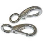 Two shiny metal trigger snap hooks