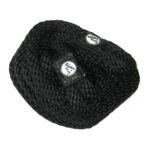 Black braided rope coiled for storage.