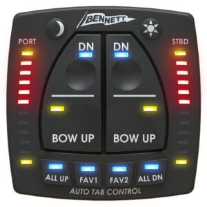 Bennett boat trim tab control panel with LEDs