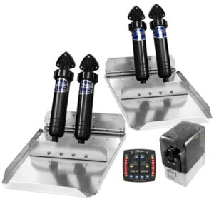 Boat trim tab system with hydraulic actuators