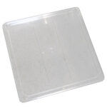 Transparent square plastic lid on white background