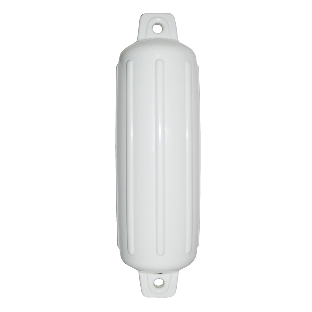 White boat fender with ribbed design