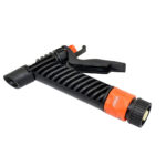 Black and orange garden hose spray nozzle