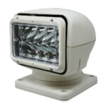 White marine searchlight with rectangular lens