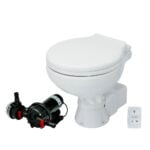Marine toilet with macerator pump and control panel
