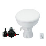 Marine toilet with electric macerator pump system