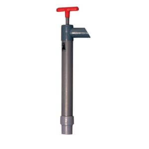 Manual water hand pump with red T-handle