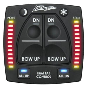 Bennett boat trim tab control panel with LEDs