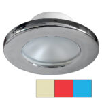 Chrome recessed ceiling light with frosted glass diffuser