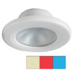 White recessed ceiling light with color swatches