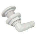 White plastic 90-degree bulkhead hose fitting