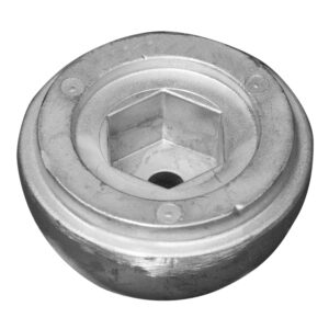 Hexagonal metal component with central hole