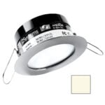 Recessed LED downlight with silver trim and spring clips