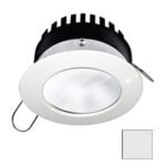 Recessed LED downlight with white trim and heatsink