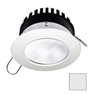 Recessed LED downlight with white trim and heatsink