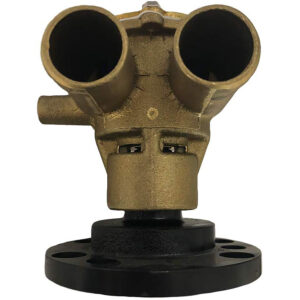 Brass dual pipe valve component on black base
