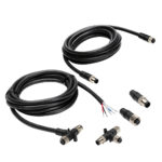 Coiled industrial cables with multi-pin connectors